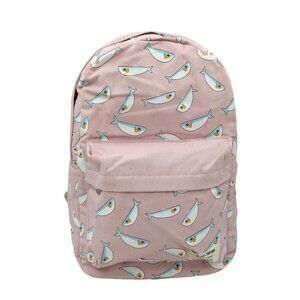 Clearance Pink Nautical Print Canvas Backpack with Sailboat Girls' Schoolbag